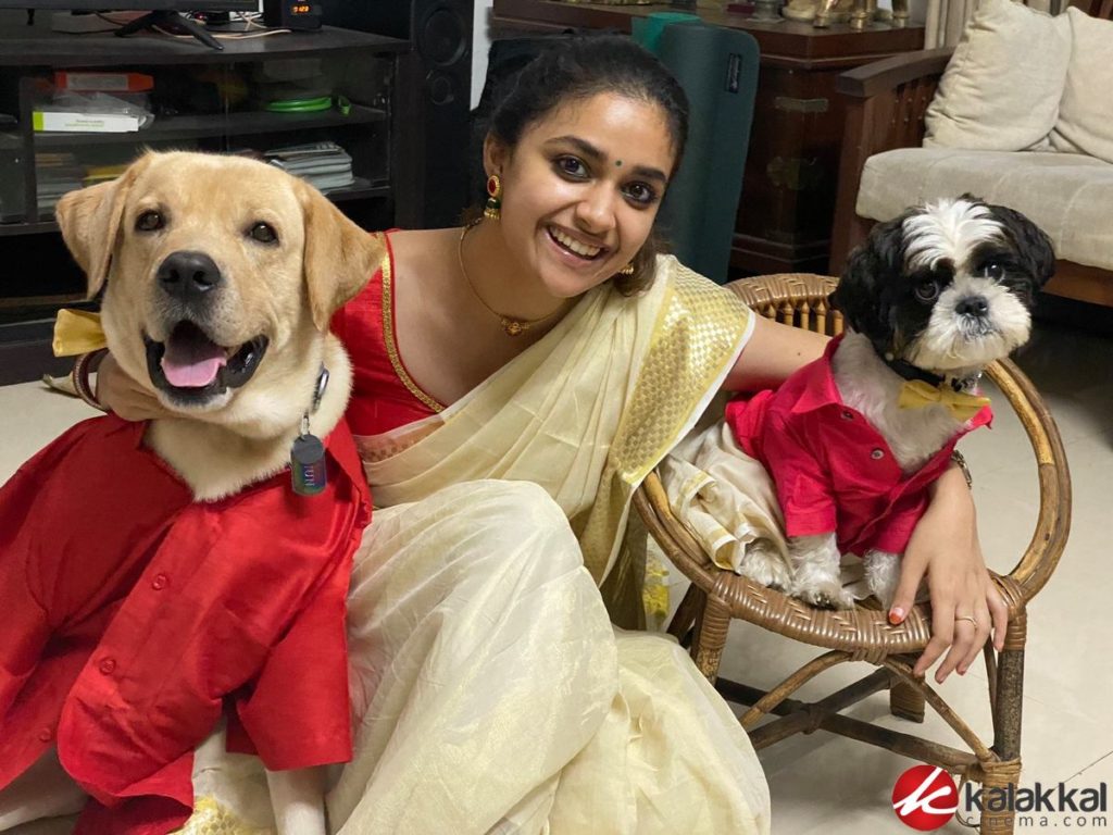 Actress Keerthy Suresh Adorable Pictures From Her Onam celebration