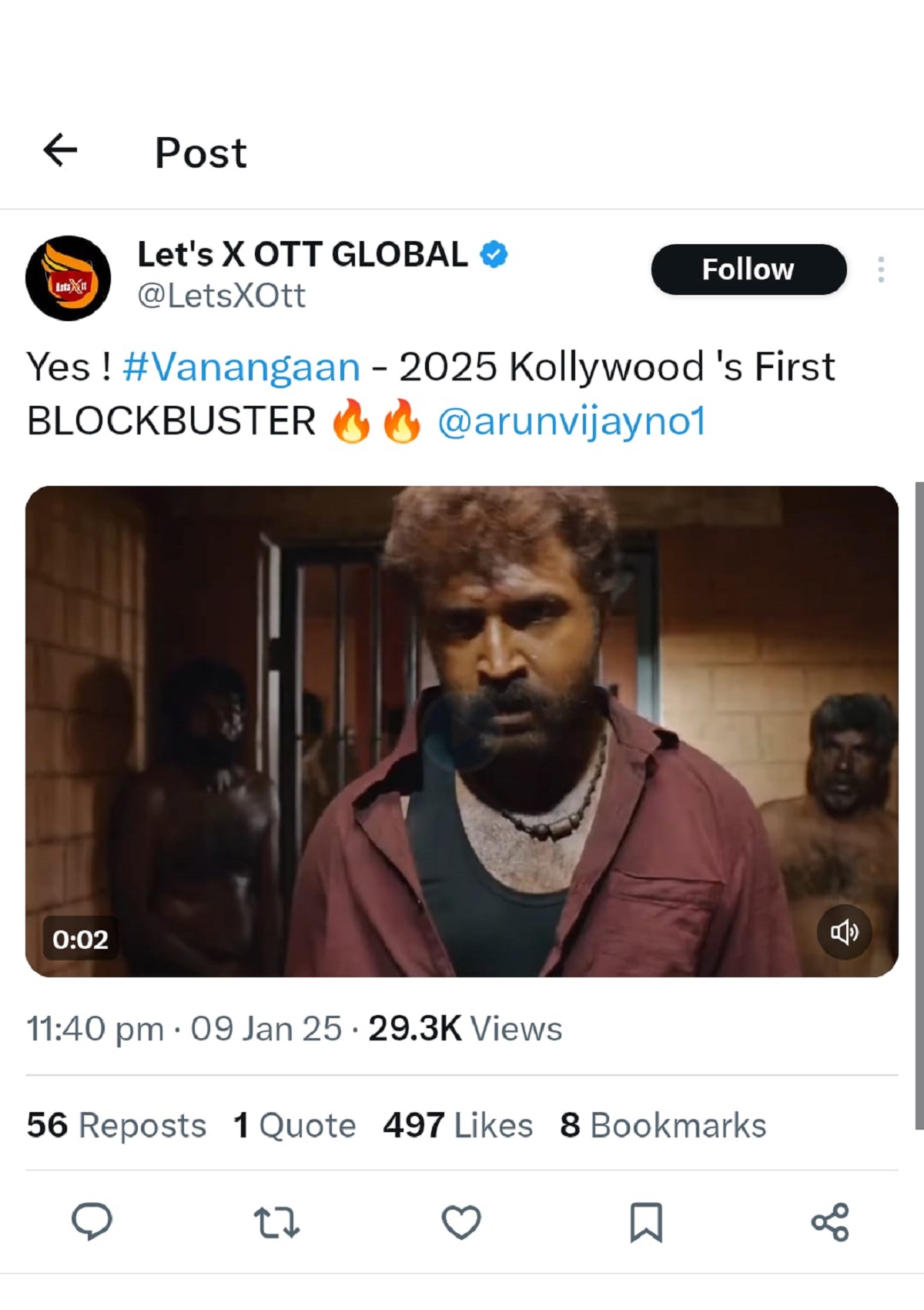 vanangaan movie twitter review 