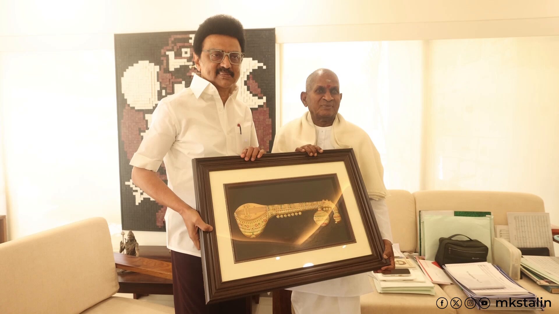 cm mk stalin meet ilayaraaja for london symphony