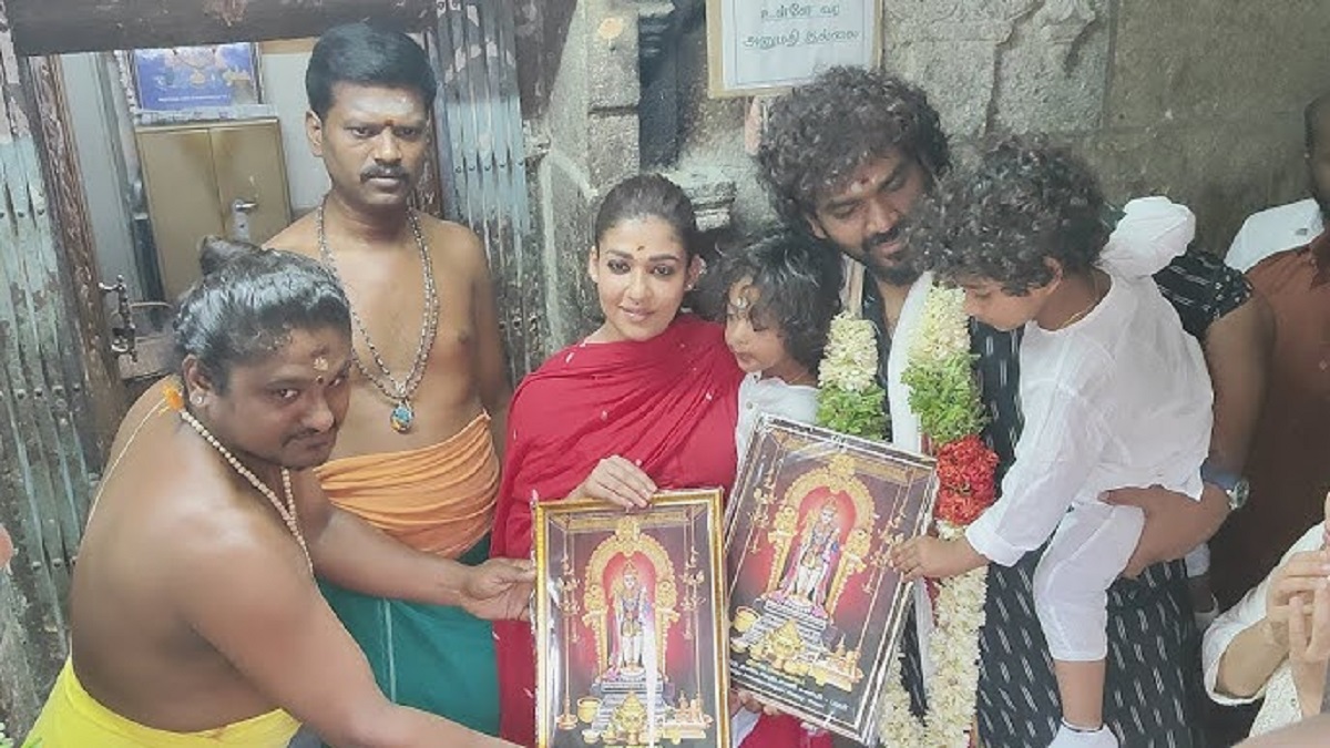 Nayanthara with her husband and children in Murugan temple..!